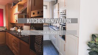 DECORATING OUR KITCHEN ON A BUDGET  PAINTING KITCHEN CUPBOARDS  SammyBird [upl. by Akeem281]