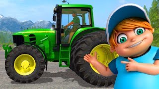 Playing with our race tractor on the farm compilation  Tractors for kids [upl. by Odraode571]