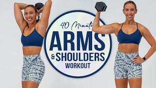 Sculpted Shoulders amp Toned Arms 40Minute STRENGTH Workout [upl. by Ahsoyek]