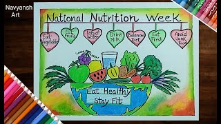 National Nutrition Week poster drawing  Nutrition day chart drawing  World Health Day drawing [upl. by Ettellocin]