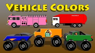 Vehicle Colors  Monster Truck Van Motorcycle Fire Engine Garbage Truck [upl. by Laufer976]