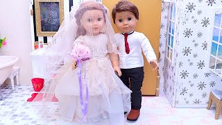 American Girl Doll Wedding Routine with Makeup amp Glam Dress PLAY DOLLS [upl. by Donella]