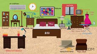 Learn Things in the Bedroom with Pictures  Bedroom Vocabulary  Bedroom Furniture [upl. by Aiotal]