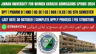 Jinnah University For Women Karachi Admissions Spring 2024  Complete Apply Process  Fee Structure [upl. by Ateekal]