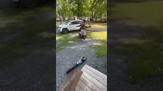 When your Godson thinks he can run over your oldest son lol in the woods dmv football NFL [upl. by Nicolina]