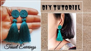 DIY Tassel Earrings  Handmade silk thread tassel earrings  Jewellery Making [upl. by Emalia]