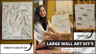 DIY Minimalist Textured Art on CANVAS  Plaster and Fabric [upl. by Wiggins]