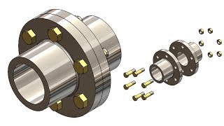 ⚡ SOLIDWORKS TUTORIAL 33  Design of Flange coupling assembly in solidworks [upl. by Adolpho]