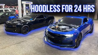 24 HOURS HOODLESS IN CAMAROS chevy [upl. by Osrit]