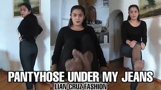 PANTYHOSE UNDER MY JEANS LEGGING TRY ON  PRODUCT REVIEW  LIAN CRUZ FASHION [upl. by Einon]