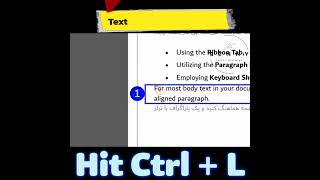 How to LeftAligned Text using Keyboard Shortcuts in MS Word [upl. by Fredela]