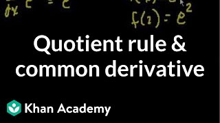 Quotient rule and common derivatives  Taking derivatives  Differential Calculus  Khan Academy [upl. by Valda228]