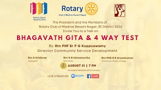 Bhagavath Gita amp 4 Way Test  Rotary Club of Madras Besant Nagar [upl. by Anilehcim841]