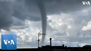 Waterspouts Swirl Over Genoa Italy [upl. by Enrobso]