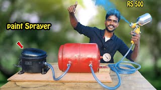 Homemade Paint Sprayer  Using Old Fridge Compressor  Mrvillage vaathi [upl. by Osicran]