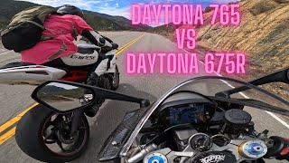 Triumph Daytona 765 Moto 2 vs Triumph Daytona 675r [upl. by Eicyak]