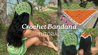 Crochet Bandana Tutorial  Crochet Lace Bandana Tutorial  Advanced Crochet Tutorial [upl. by Llorre]