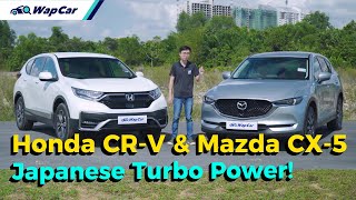 2021 Honda CRV vs Mazda CX5 Turbo SUV Comparison Review Family Should Buy Which  WapCar [upl. by Aerdnuahs672]