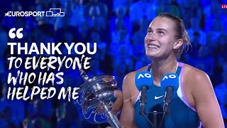 “The Marvel from Minsk”  Emotional Sabalenka Crowned Australian Open Champion  Eurosport Tennis [upl. by Allimaj]