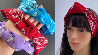 No Sew  How To Fold a Bandana Headband Under 2 Minutes  How to Tie a Bandana  Bandana Headband [upl. by Enos]