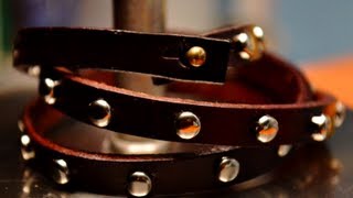 DIY Leather Studded Wrap Bracelet [upl. by Proudfoot]