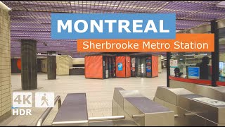 4K  Sherbrooke Metro Station Walking Tour  Orange Line  Montreal Canada 2024 [upl. by Aramal]