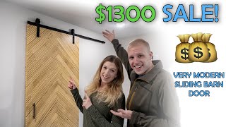 Sliding Barn Door with Modern Herringbone Pattern  Build amp Sell  Woodworking Business [upl. by Aneehsor]