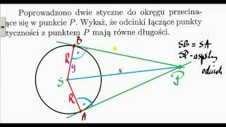 twierdzenie o odcinkach stycznych [upl. by Arekat]