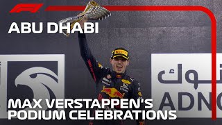 Verstappen Celebrates Maiden Title Win On Podium  2021 Abu Dhabi Grand Prix [upl. by Orlena]