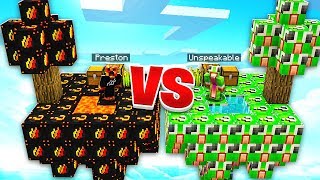 PRESTONPLAYZ vs UNSPEAKABLEGAMING LUCKY BLOCKS  1v1 Minecraft Modded Sky Wars [upl. by Enait]