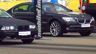 BMW 740i F01 vs BMW M3 E36 Drag Race Beschleunigungsrennen Viertelmeile 14 Mile Acceleration [upl. by Tomkin101]