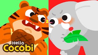 Tiger VS Elephant  Animal Song for Kids  Herbivores Carnivores Omnivores  Hello Cocobi [upl. by Nordine]