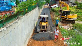 The Best Operator Skills Miniature Bulldozer Spreading Gravel Making New Foundation Village Road [upl. by Eilitan]