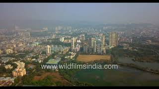 Navi Mumbai aerial view shows a planned city with consideration given to mangroves and green spaces [upl. by Yespmed652]