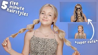 5 easy 5 minute hairstyles for teens  Pressley Hosbach [upl. by Berlinda]