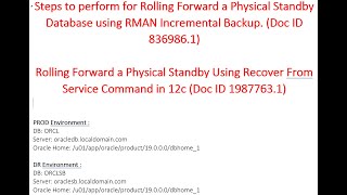 Rolling Forward a Physical Standby  DR database is out of sync  archivelog are missing [upl. by Barcus]