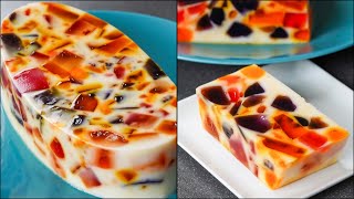 Broken Glass Jelly Pudding  Easy NoBake Jelly Dessert  Milk amp Jelly Pudding Dessert  NOven [upl. by Atirehc611]