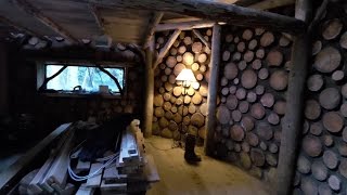 off grid roundhouse build part 24 cordwood walls finished at last [upl. by Holtorf566]