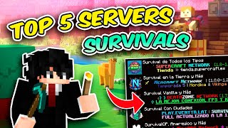 LOS 5 MEJORES SERVERS SURVIVAL 2024🔥 Java Y BedrockPE ✅ Minecraft No Premium y Premium 18 a 120X [upl. by Luahs531]