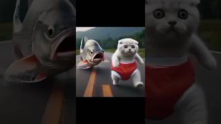 Ikan Ngejar Kucing🐠🦈funny komedikucing cat kucingkomedi lucukucing comedy [upl. by Glanti]