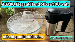 AGARO Hand Mixer Elegant 300 watt  Quick REVIEW  How to make perfect whipped cream [upl. by Nhabois549]