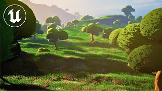 Stylized Zelda Landscape Large Scale PCG Tutorial with Gaea Maps in Unreal Engine [upl. by Annaeel589]