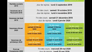 Vacances scolaires 2019  2020 [upl. by Erminia]