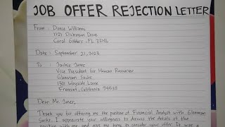 How To Write A Job Offer Rejection Letter Step by Step Guide  Writing Practices [upl. by Reizarf573]