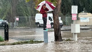 Powerful slowmoving storm pummels California [upl. by Nylarad]