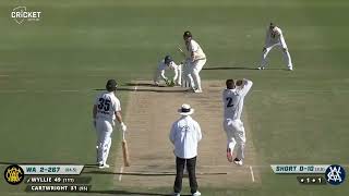 A contentious dismissal for WA younggun Teague Wyllie on 49 in Sheffield Shield Tournament [upl. by Aihsot]