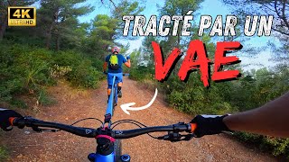 VTT je me fais tracter par un VTTAE  Spoiler  cest trop bien 😝 Hyères la Mauniere Var France [upl. by Thar]