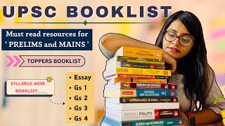 Must read BOOKLIST for UPSC CSE Prelims amp Mains📚Toppers choice  UPSC IAS✨complete booklist☘️ [upl. by Nnalorac448]