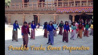 Punakha Tsechu Fulmoon festival dance preparation in Bhutans Punakha Dzong Monastery [upl. by Arvonio904]