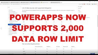 PowerApps Data Row Limit Now 2000 [upl. by Aivatnuahs]